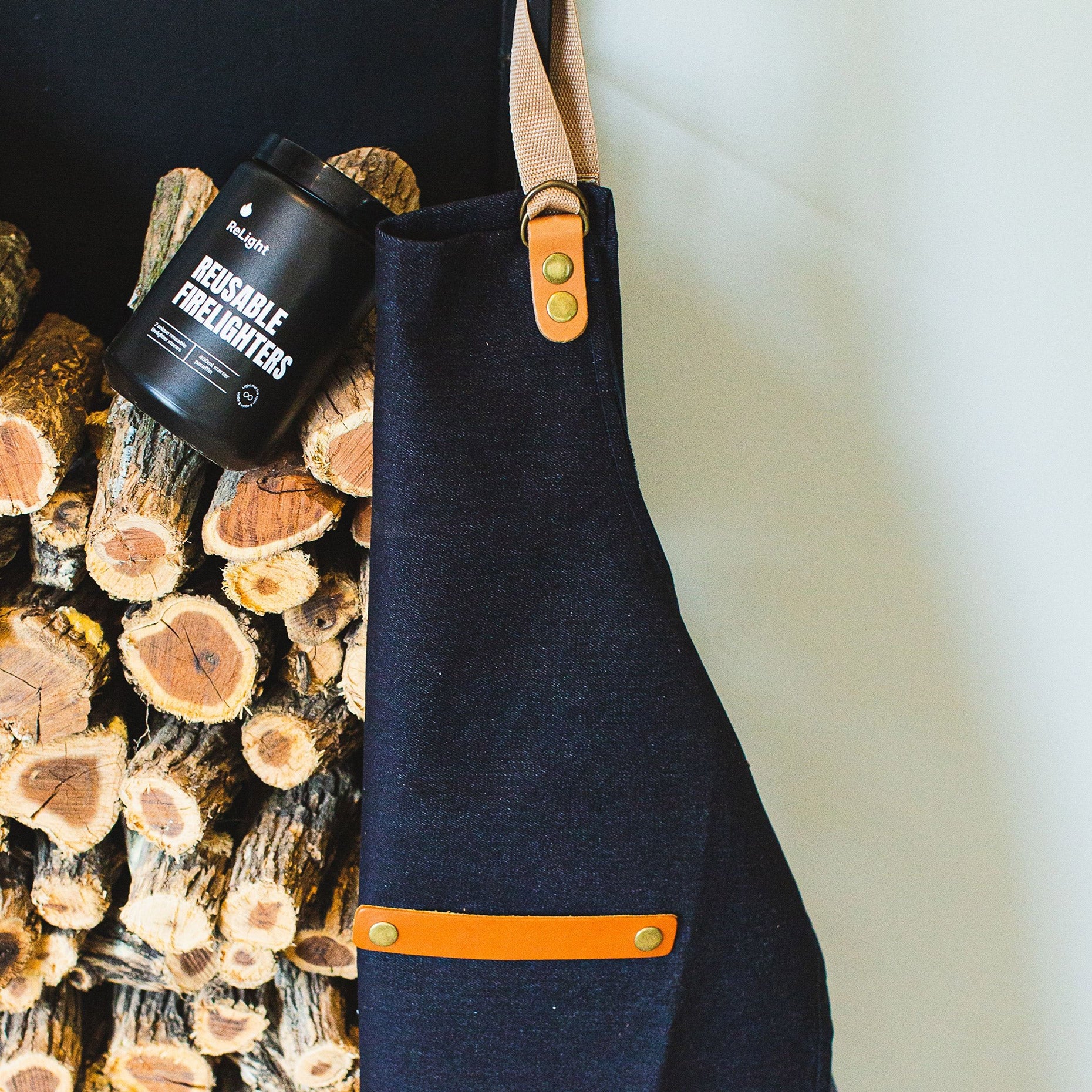Umoya Spirit Box (Pieter de Jager Denim & Leather Apron & Relight Firelighters with Wood)