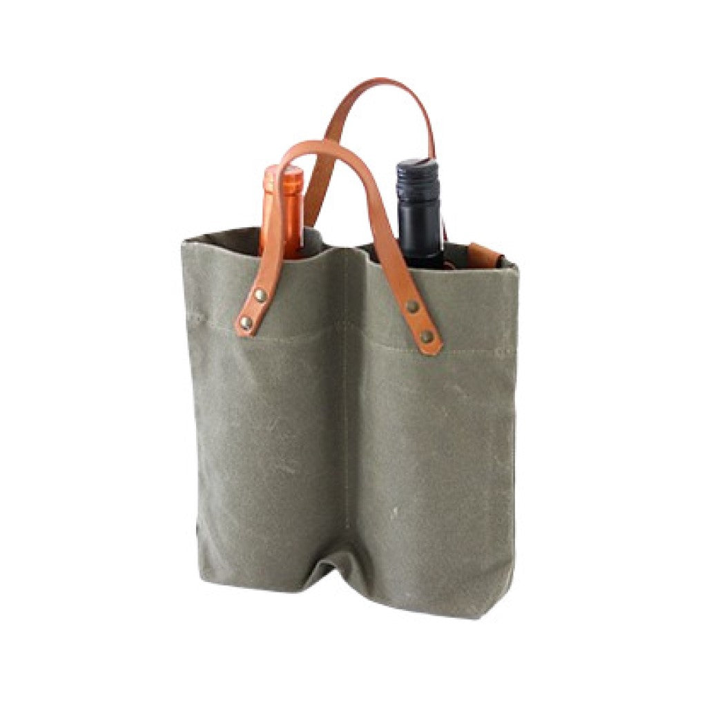 Pieter de Jager Double Olive Green Wine Bag - Box